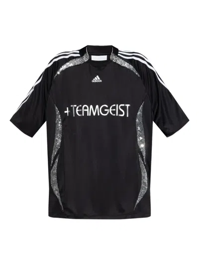 Adidas Originals Teamgeist Sequin-embellished Jersey In Black