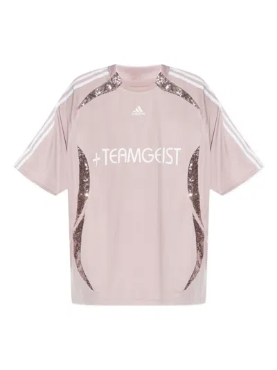 Adidas Originals Teamgeist Sequin-panelled Jersey In Neutral