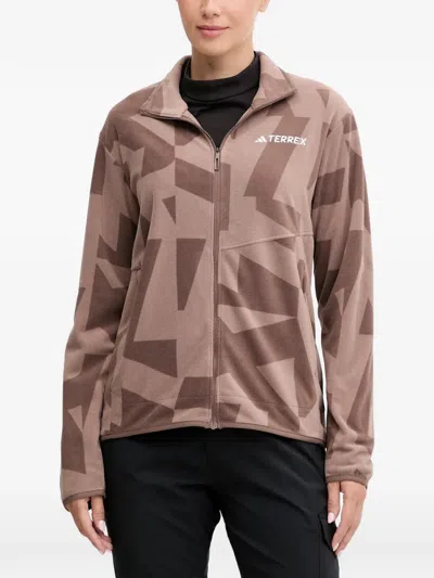 Adidas Originals Terrex Geometric-print Zip Sweater In Brown