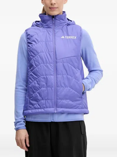 Adidas Originals Terrex Quilted Hooded Vest In Blue