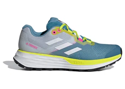 Pre-owned Adidas Originals Terrex Two Flow Trail (women's) Sneakers In Hazy Blue/crystal White/acid Yellow