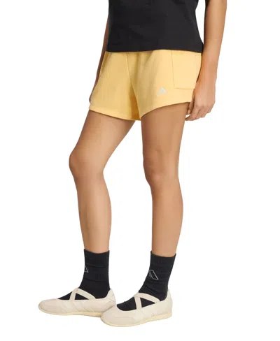 Adidas Originals The Essentials Logo French Terry Cargo Shorts In Yellow