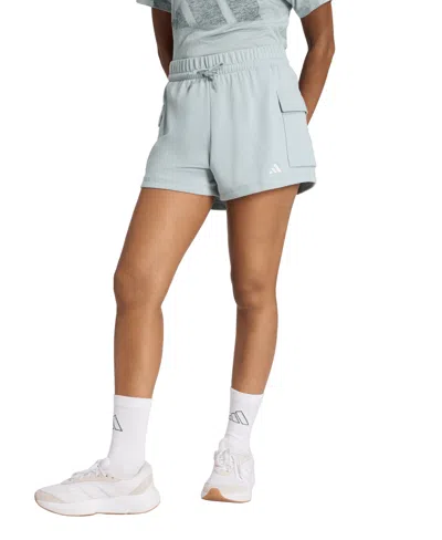 Adidas Originals The Essentials Logo French Terry Cargo Shorts In Blue