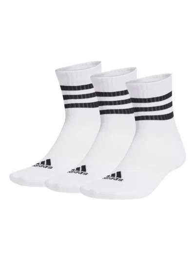 Adidas Originals Three-stripe Ankle Socks (pack Of Three) In White
