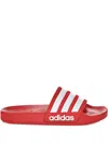 Adidas Originals Three-stripe Cloudfoam Slides In Red