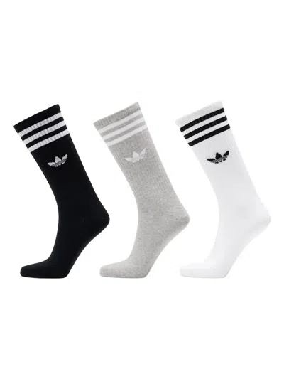 Adidas Originals Three-stripe Logo Socks (set Of Three) In Multi