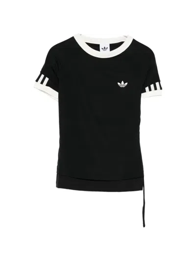 Adidas Originals Three Stripe Logo T-shirt In Black
