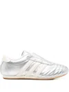Adidas Originals Three-stripe Metallic-leather Sneakers In White