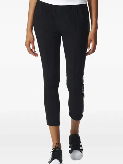 Adidas Originals Three-stripe Panel Trousers In Black