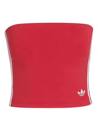 Adidas Originals Three Stripe Tank Top In Red