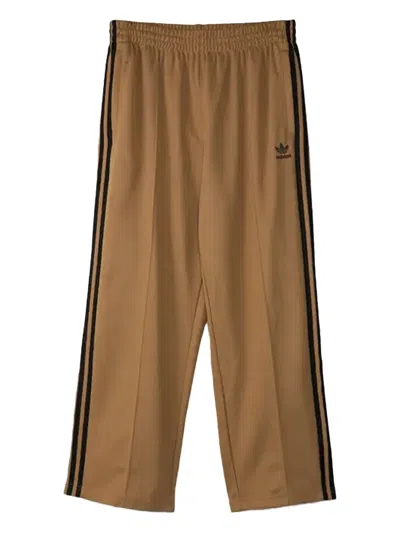 Adidas Originals Three-stripe Track Pants In Brown
