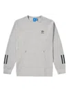 Adidas Originals Three-stripe Waffle-knit Sweater In Gray