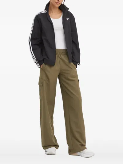 Adidas Originals Three-stripe Zip-up Jacket In Black