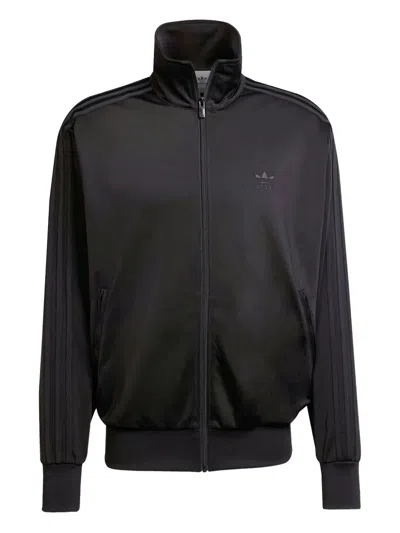 Adidas Originals Three-stripe Zip-up Sweatshirt In Black