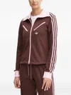 Adidas Originals Three-stripe Zip-up Sweatshirt In Brown