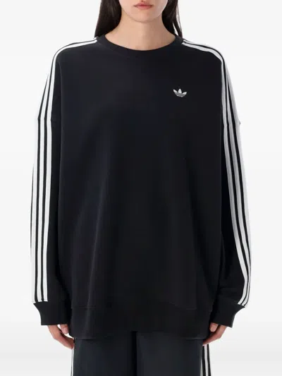 Adidas Originals Three-stripes Sweatshirt In Black