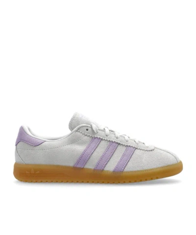 Adidas Originals Three-stripe Suede Sneakers In White
