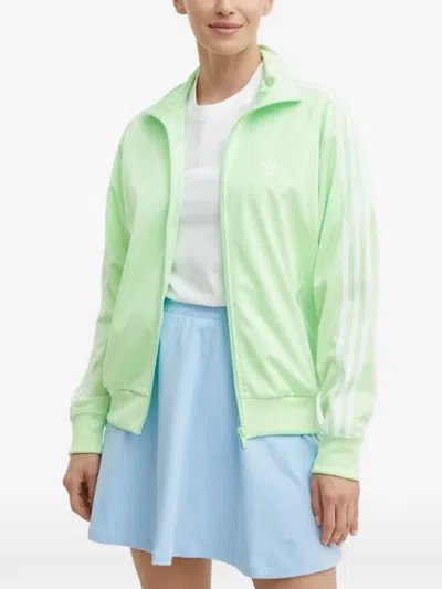 Adidas Originals Three-stripe Zip Jacket In Green