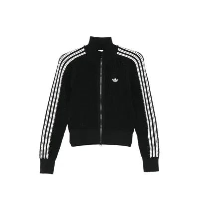 Adidas Originals Three-stripes Zip Cardigan In Black