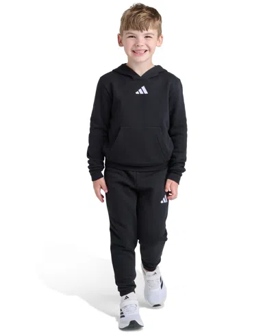 Adidas Originals Kids' Toddler And Little Boys 2t-7 Two-piece Long Sleeve Hoodie And Joggers Set In Black
