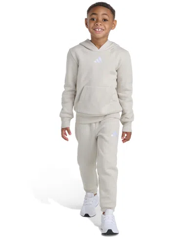 Adidas Originals Kids' Toddler And Little Boys 2t-7 Two-piece Long Sleeve Hoodie And Joggers Set In White