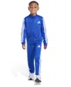Adidas Originals Toddler And Little Boys 2t-7 Two Piece Long Sleeve, Three Stripes Jacket And Jogger Pant Set In Blue