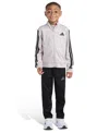 Adidas Originals Toddler And Little Boys 2t-7 Two Piece Long Sleeve, Three Stripes Jacket And Jogger Pant Set In Gray