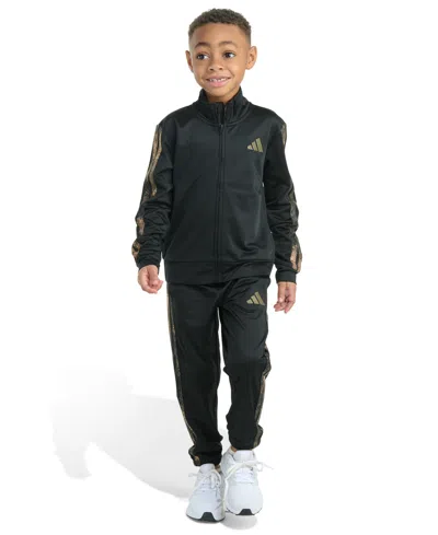 Adidas Originals Kids' Toddler And Little Boys 3 Stripe Jacket And Joggers Pant Set In Black