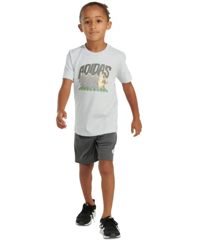 Adidas Originals Kids' Toddler & Little Boys Essential T-shirt & Shorts, 2 Piece Set In Halo Blue