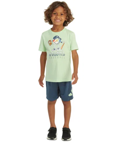 Adidas Originals Kids' Toddler & Little Boys Essential T-shirt & Shorts, 2 Piece Set In Semi Green Spark