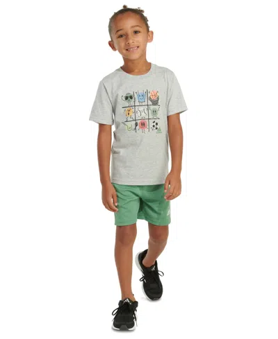 Adidas Originals Kids' Toddler & Little Boys Graphic Cotton T-shirt & Shorts, 2 Piece Set In Med Grey Heather