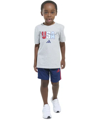 Adidas Originals Kids' Toddler & Little Boys Graphic T-shirt & Stripe Shorts, 2 Piece Set