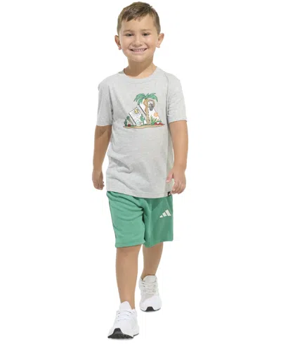 Adidas Originals Kids' Toddler & Little Boys Graphic T-shirt & Stripe Shorts, 2 Piece Set