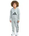 Adidas Originals Toddler & Little Boys Long-sleeve Essential Big Logo Fleece Jacket & Jogger Pants, 2 Piece Set In Blue