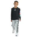 Adidas Originals Toddler & Little Boys Long-sleeve Graphic T-shirt & Jogger Pants, 2 Piece Set In Black