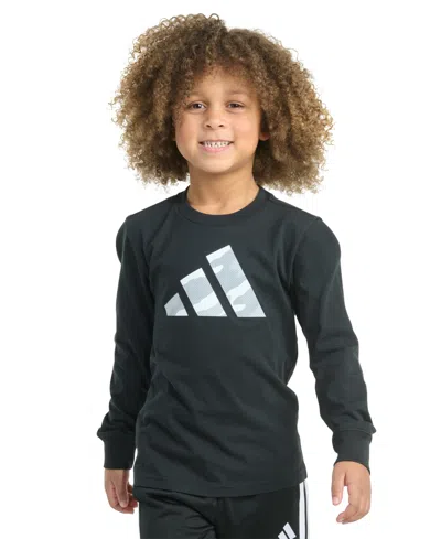 Adidas Originals Kids' Toddler & Little Boys Long-sleeve Halftone Camo Logo Cotton T-shirt In Black