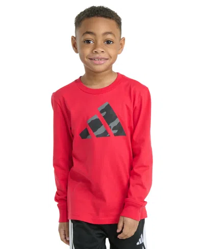 Adidas Originals Kids' Toddler & Little Boys Long-sleeve Halftone Camo Logo Cotton T-shirt In Red