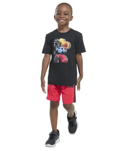 Adidas Originals Kids' Toddler & Little Boys Short-sleeve Graphic T-shirt & 3-stripe Shorts, 2 Piece Set In Black