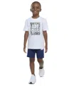 Adidas Originals Toddler & Little Boys Short-sleeve Graphic T-shirt & 3-stripe Shorts, 2 Piece Set In White