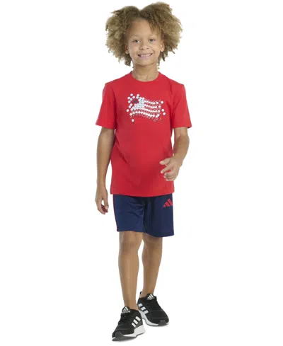 Adidas Originals Kids' Toddler & Little Boys Short-sleeve Graphic T-shirt & Stripe Shorts, 2 Piece Set