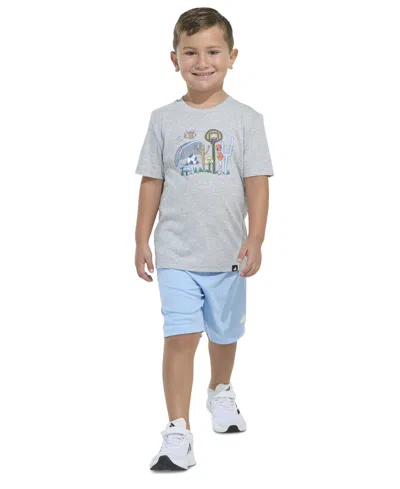 Adidas Originals Kids' Toddler & Little Boys Short-sleeve Heather T-shirt & Elastic-waistband Logo Shorts, 2 Piece Set In Gry Heathr