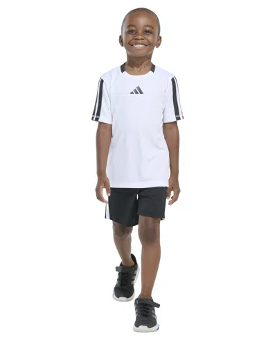Adidas Originals Kids' Toddler & Little Boys Short-sleeve Soccer T-shirt & Shorts, 2 Piece Set In White