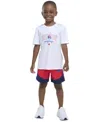 Adidas Originals Toddler & Little Boys Short-sleeve T-shirt And Colorblocked Stripe Shorts, 2 Piece Set