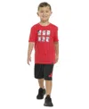 Adidas Originals Toddler & Little Boys Short-sleeve T-shirt & Elastic-waistband Logo Shorts, 2 Piece Set In B Red