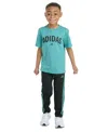 Adidas Originals Toddler & Little Boys Short Sleeve T-shirt & Tricot Pant Set In Blue