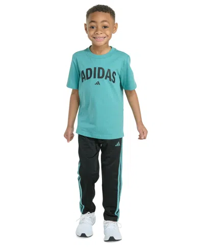Adidas Originals Babies' Toddler & Little Boys Short Sleeve T-shirt & Tricot Pant Set In Blue