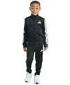 Adidas Originals Toddler & Little Boys Tricot Long-sleeve Essential 3-stripe Track Jacket & Pants, 2 Piece Set In Black