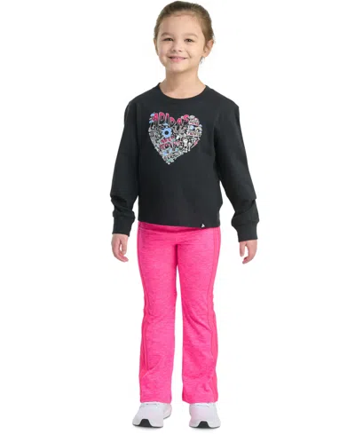 Adidas Originals Kids' Toddler & Little Girls Long-sleeve Graphic T-shirt & Flare Pants, 2 Piece Set In Black