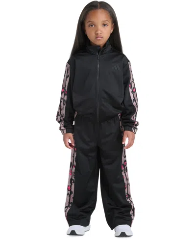 Adidas Originals Kids' Toddler & Little Girls Tricot Long-sleeve Full-zip Jacket & Wide-leg Pants, 2 Piece Set In Black