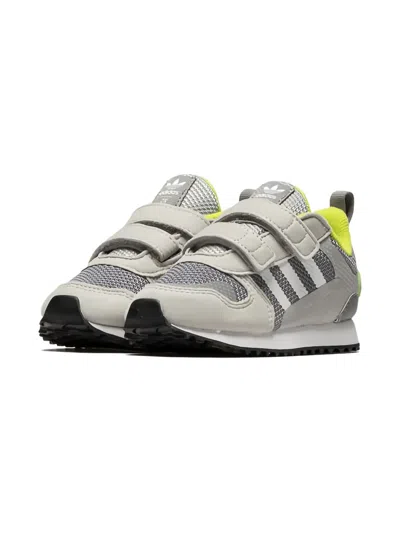 Adidas Originals Babies' Touch-strap Striped Sneakers In Gray